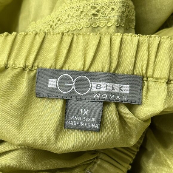 Go Silk Woman Plus Size 1X Sage Green Silk Blend Bohemian Tiered Maxi Skirt NWT - Picture 4 of 8